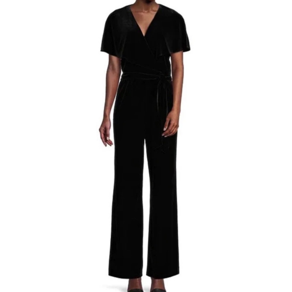 NWT Alex Marie Beth Wrap Jumpsuit Black Velvet size 10 Elegant Classic - Picture 8 of 8